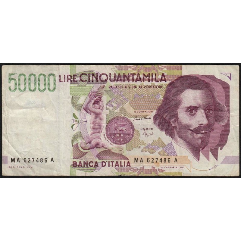 Italie - Pick 116a - 50'000 lire - Lettre A - 27/05/1992- Etat : TB-