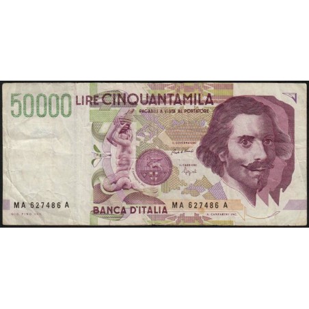 Italie - Pick 116a - 50'000 lire - Lettre A - 27/05/1992- Etat : TB-