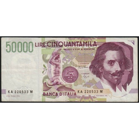 Italie - Pick 116a - 50'000 lire - Lettre A - 27/05/1992- Etat : TB+