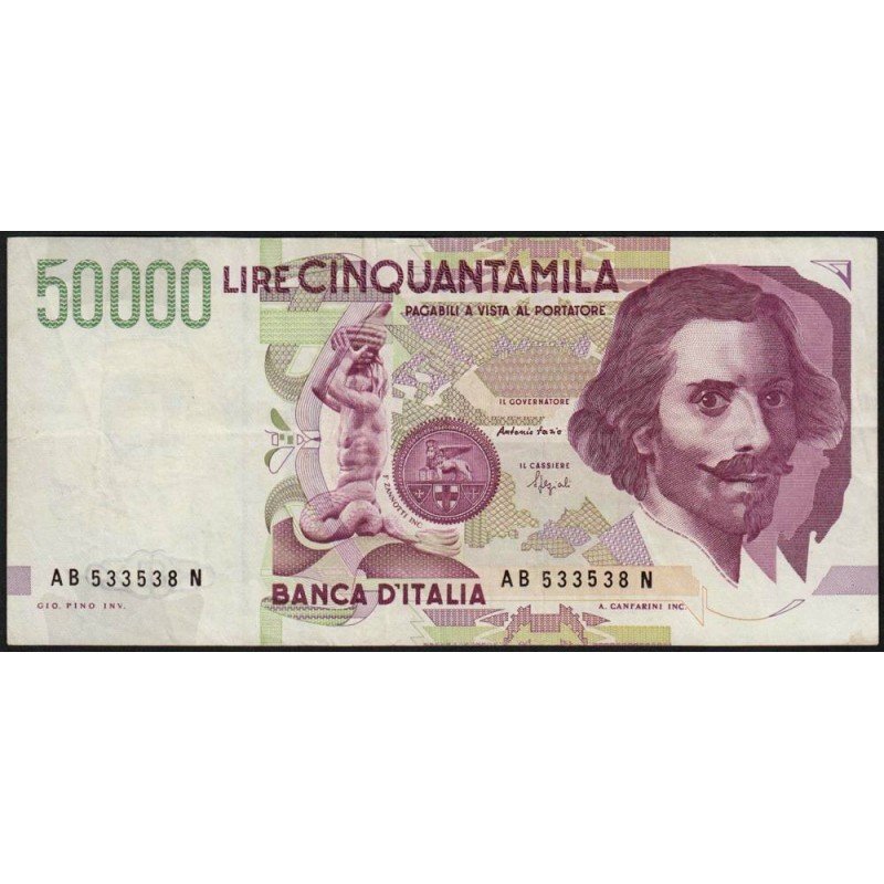 Italie - Pick 116b - 50'000 lire - Lettre B - 27/05/1992 (09/12/1992) - Etat : TTB-