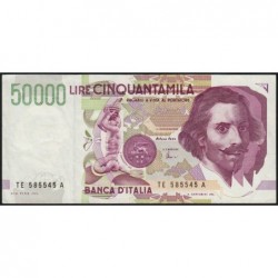 Italie - Pick 116c - 50'000 lire - Lettre E - 27/05/1992 (1999) - Etat : TTB