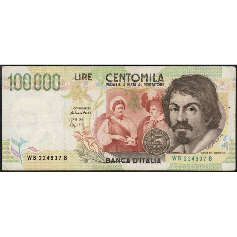 Italie - Pick 117a - 100'000 lire - Lettre B - 06/05/1994 (27/02/1995) - Etat : TTB