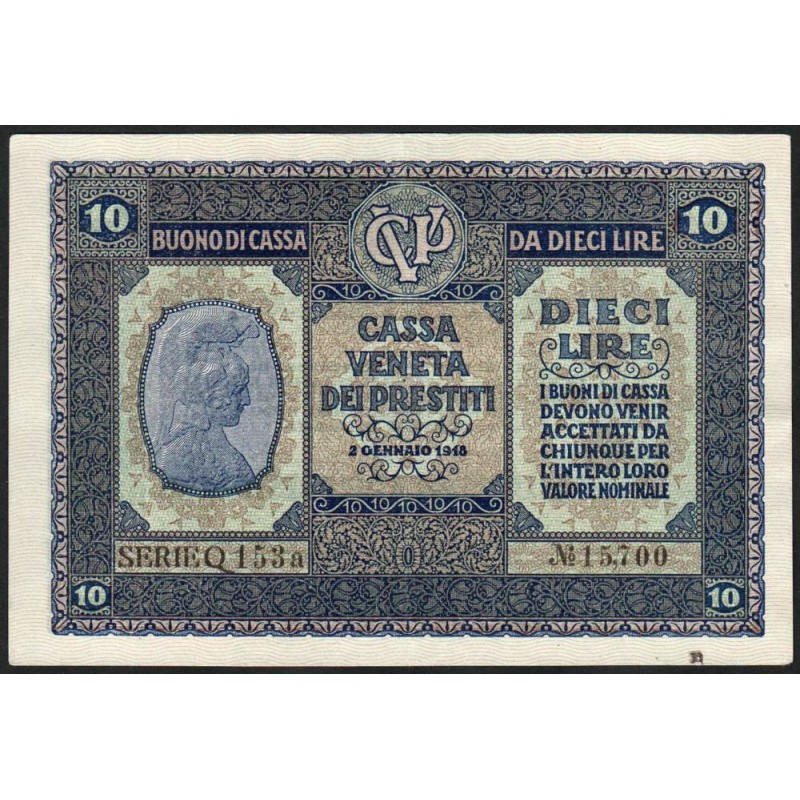 Vénitie - Occcup. Austro-Hongroise - Pick M 6_2 - 10 lire - Série Qa - 02/01/1918 - Etat : SPL
