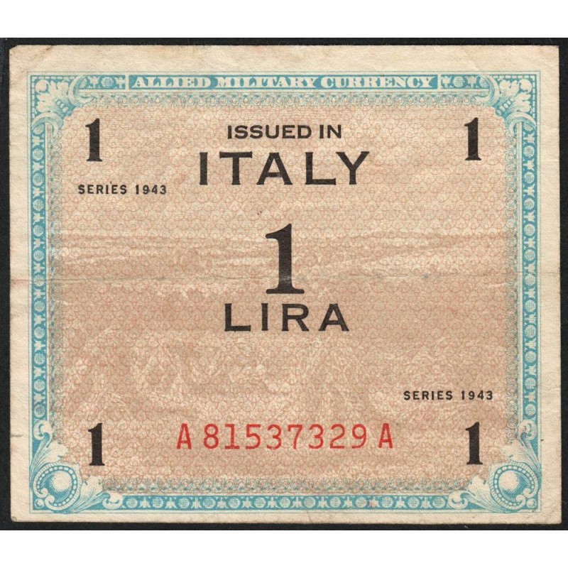 Italie - Occcupation alliée - Pick M 10a - 1 lira - Lettres A A - Séries 1943 - Etat : TTB-