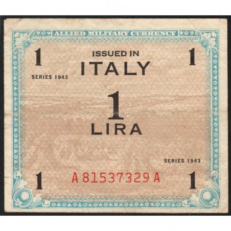 Italie - Occcupation alliée - Pick M 10a - 1 lira - Séries 1943 / AA - Etat : TTB-