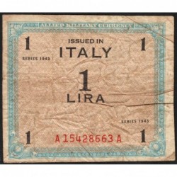 Italie - Occcupation alliée - Pick M 10b - 1 lira - Lettres A A - Séries 1943 - Etat : B