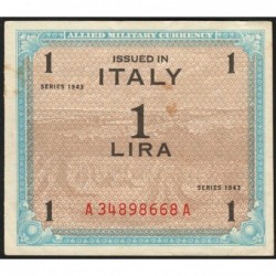 Italie - Occcupation alliée - Pick M 10b - 1 lira - Séries 1943 / AA - Etat : TTB+