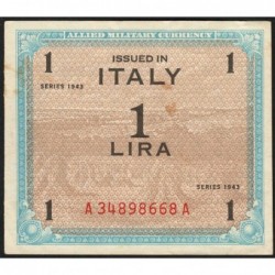 Italie - Occcupation alliée - Pick M 10b - 1 lira - Lettres A A - Séries 1943 - Etat : TTB+