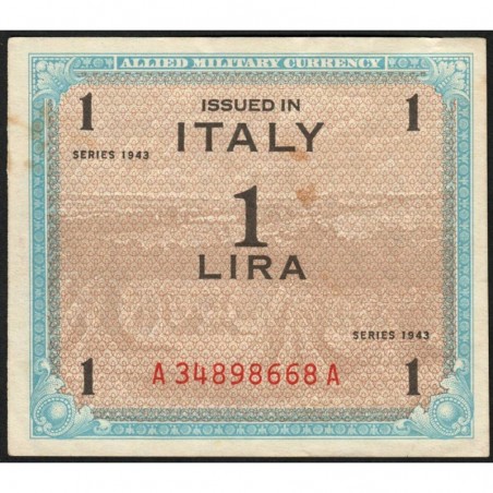 Italie - Occcupation alliée - Pick M 10b - 1 lira - Séries 1943 / AA - Etat : TTB+