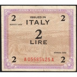 Italie - Occcupation alliée - Pick M 11b - 2 lire - Lettres A A - Séries 1943 - Etat : TB+