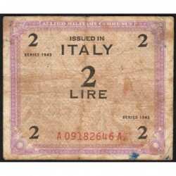 Italie - Occcupation alliée - Pick M 11b - 2 lire - Lettres A A - Séries 1943 - Etat : B
