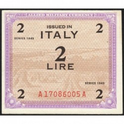 Italie - Occcupation alliée - Pick M 11b - 2 lire - Lettres A A - Séries 1943 - Etat : pr.NEUF