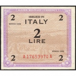 Italie - Occcupation alliée - Pick M 11b - 2 lire - Lettres A A - Séries 1943 - Etat : SPL