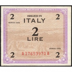 Italie - Occcupation alliée - Pick M 11b - 2 lire - Séries 1943 / AA - Etat : SPL