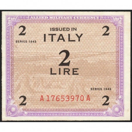 Italie - Occcupation alliée - Pick M 11b - 2 lire - Séries 1943 / AA - Etat : SPL