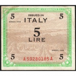 Italie - Occcupation alliée - Pick M 12a - 5 lire - Lettres A A - Séries 1943 - Etat : TB+