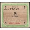 Italie - Occcupation alliée - Pick M 12b - 5 lire - Lettres A A - Séries 1943 - Etat : TTB-