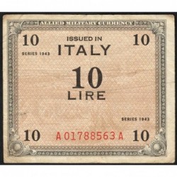 Italie - Occcupation alliée - Pick M 13b - 10 lire - Lettres A A - Séries 1943 - Etat : TB+