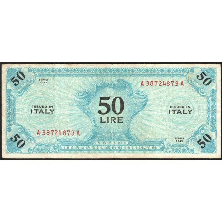 Italie - Occcupation alliée - Pick M 14a - 50 lire - Séries 1943 / AA - Etat : TTB-