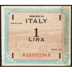Italie - Occcupation alliée - Pick M 10b - 1 lira - Lettres A A - Séries 1943 - Etat : TB+