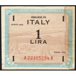 Italie - Occcupation alliée - Pick M 10b - 1 lira - Séries 1943 / AA - Etat : TB+