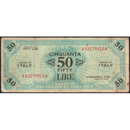 Italie - Occcupation alliée - Pick M 20a - 50 lire - Séries 1943 A / AA - Etat : TB-