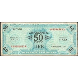 Italie - Occcupation alliée - Pick M 20a - 50 lire - Lettres A A - Séries 1943 A - Etat : TTB