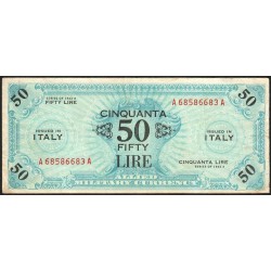 Italie - Occcupation alliée - Pick M 20a - 50 lire - Séries 1943 A / AA - Etat : TTB