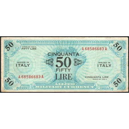 Italie - Occcupation alliée - Pick M 20a - 50 lire - Séries 1943 A / AA - Etat : TTB