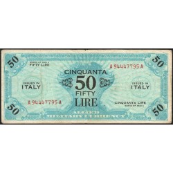 Italie - Occcupation alliée - Pick M 20a - 50 lire - Séries 1943 A / AA - Etat : TTB-