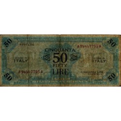 Italie - Occcupation alliée - Pick M 20a - 50 lire - Lettres A A - Séries 1943 A - Etat : TTB-