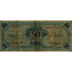 Italie - Occcupation alliée - Pick M 20a - 50 lire - Séries 1943 A / AA - Etat : TTB-