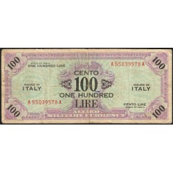 Italie - Occcupation alliée - Pick M 21a - 100 lire - Lettres A A - Séries 1943 A - Etat : TB-