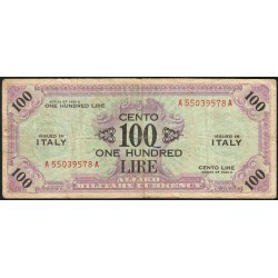 Italie - Occcupation alliée - Pick M 21a - 100 lire - Séries 1943 A / AA - Etat : TB-