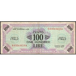 Italie - Occcupation alliée - Pick M 21a - 100 lire - Lettres A A - Séries 1943 A - Etat : TB
