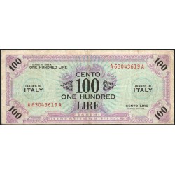 Italie - Occcupation alliée - Pick M 21a - 100 lire - Séries 1943 A / AA - Etat : TB