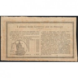 Italie - 1886 - Loterie - 1 lira - Série B - Presse périodique - Etat : TTB