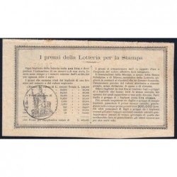 Italie - 1886 - Loterie - 1 lira - Série D - Presse périodique - Etat : TTB