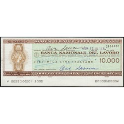 Italie - Suède - Chèque de voyage - Banca Naz. del Lavoro - 10'000 lire - 1974 - Etat : SPL