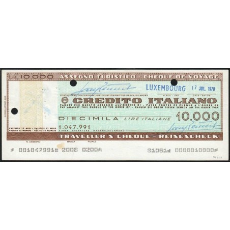 Italie - Luxembourg - Chèque de voyage - Crédito Italiano - 10'000 lire - 1970 - Etat : SUP+