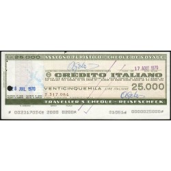 Italie - Luxembourg - Chèque de voyage - Crédito Italiano - 25'000 lire - 1970 - Etat : TTB