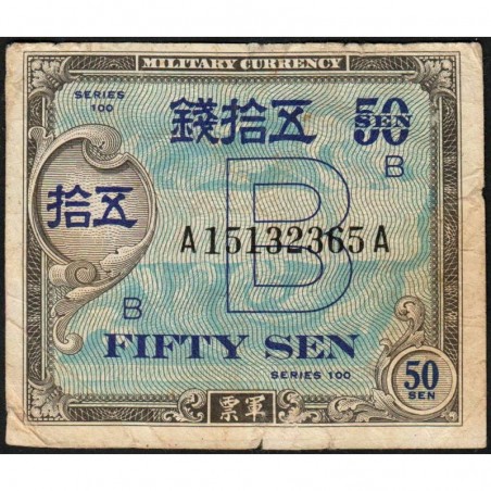 Japon - Occcupation alliée - Pick 65 - 50 sen - Série 100 B / AA - 1945 - Etat : TB