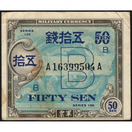 Japon - Occcupation alliée - Pick 65 - 50 sen - Série 100 B / AA - 1945 - Etat : TB+