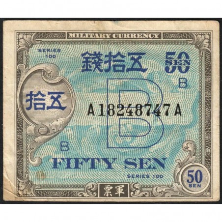 Japon - Occcupation alliée - Pick 65 - 50 sen - Série 100 B / AA - 1945 - Etat : TB+