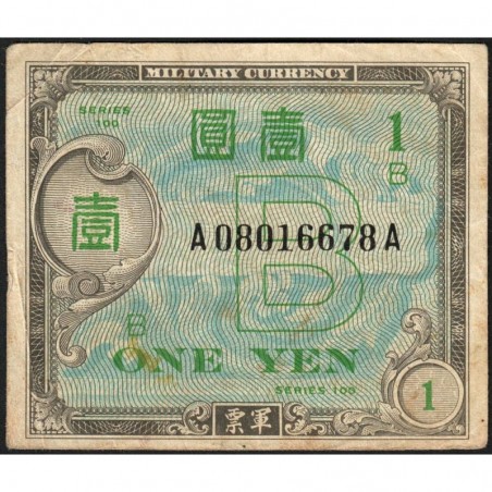 Japon - Occcupation alliée - Pick 67a - 1 yen - Série 100 B / AA - 1945 - Etat : TB+