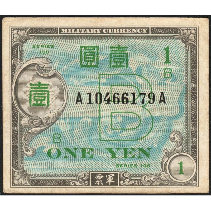 Japon - Occupation alliée - Pick 67a - 1 yen - Lettres B / A A - Série 100 - 1945 - Etat : TTB-