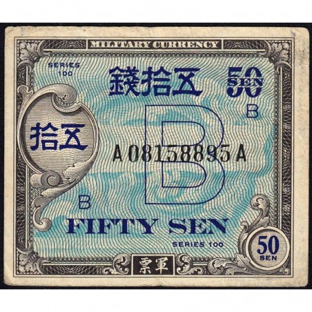 Japon - Occcupation alliée - Pick 65 - 50 sen - Série 100 B / AA - 1945 - Etat : TB+