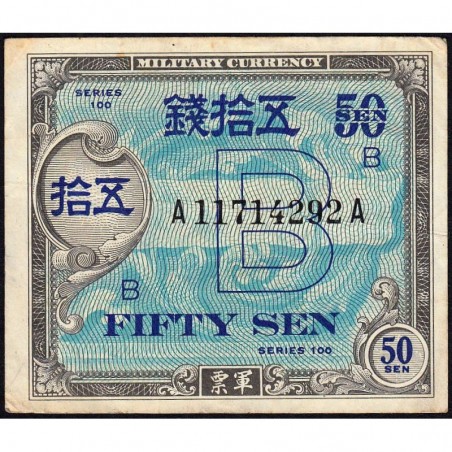 Japon - Occcupation alliée - Pick 65 - 50 sen - Série 100 B / AA - 1945 - Etat : TTB-