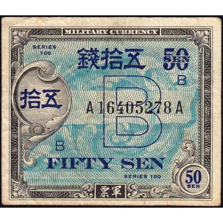 Japon - Occcupation alliée - Pick 65 - 50 sen - Série 100 B / AA - 1945 - Etat : TB