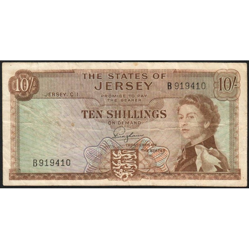 Jersey - Pick 7 - 10 shillings - Série B - 1963 - Etat : TB+